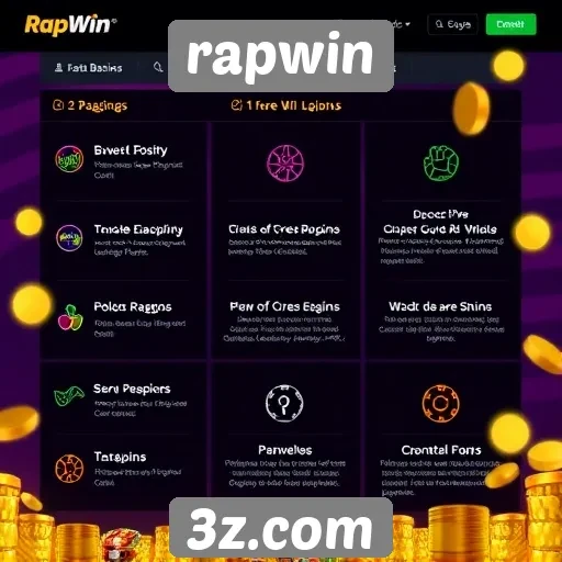 Visão geral das funcionalidades do site rapwin